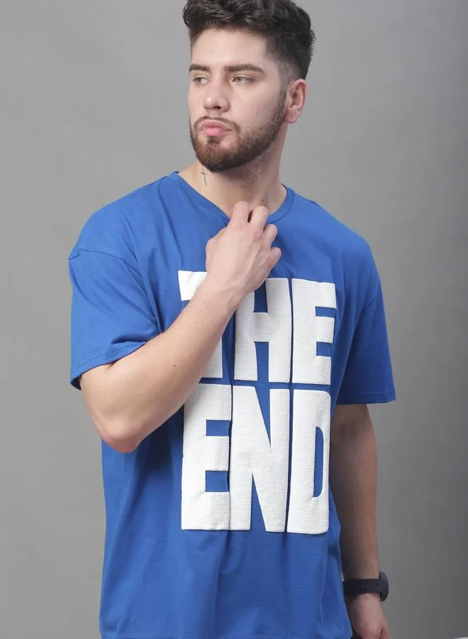 Styli Men Blue Graphic Print Oversized T-Shirt By Door74