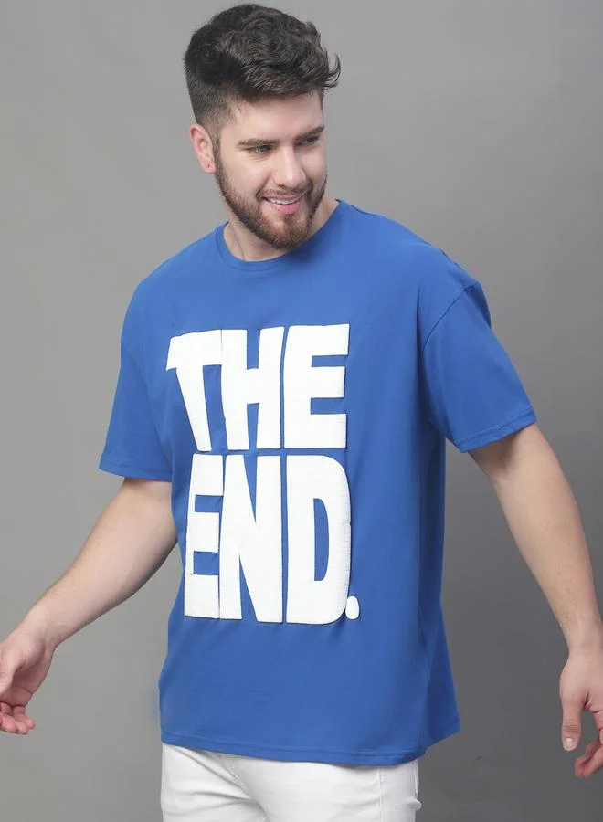 تايك تو تيشيرت رجالي أزرق بطبعة جرافيك مقاس كبير من دور
