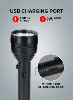 GEEPAS Rechargeable LED Flashlight, USB Rechargeable| 8hrs Working Torch | Lithium Battery | Ideal for Camping, Trekking & Outdoor Activities  - Image 4