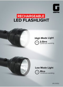 GEEPAS Rechargeable LED Flashlight, USB Rechargeable| 8hrs Working Torch | Lithium Battery | Ideal for Camping, Trekking & Outdoor Activities  - Image 3