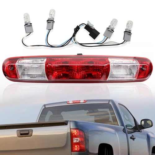 MINETPS 25890530 Red Rear Center High Mount Brake Light Fit for 2007-2014 Chevy Silverado GMC Sierra 1500 2500 3500 HD, 3rd Third Tail Brake Lamp Replace 923-247 - Image 1