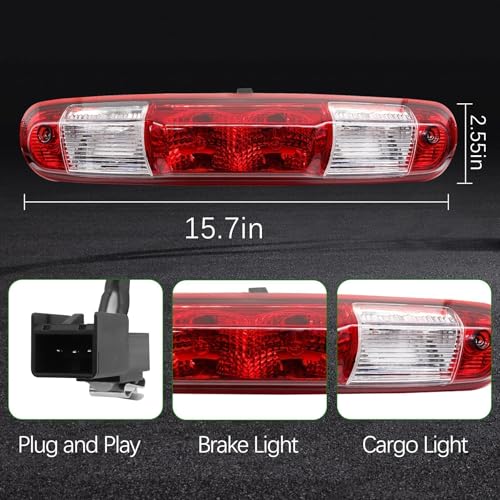 MINETPS 25890530 Red Rear Center High Mount Brake Light Fit for 2007-2014 Chevy Silverado GMC Sierra 1500 2500 3500 HD, 3rd Third Tail Brake Lamp Replace 923-247 - Image 3