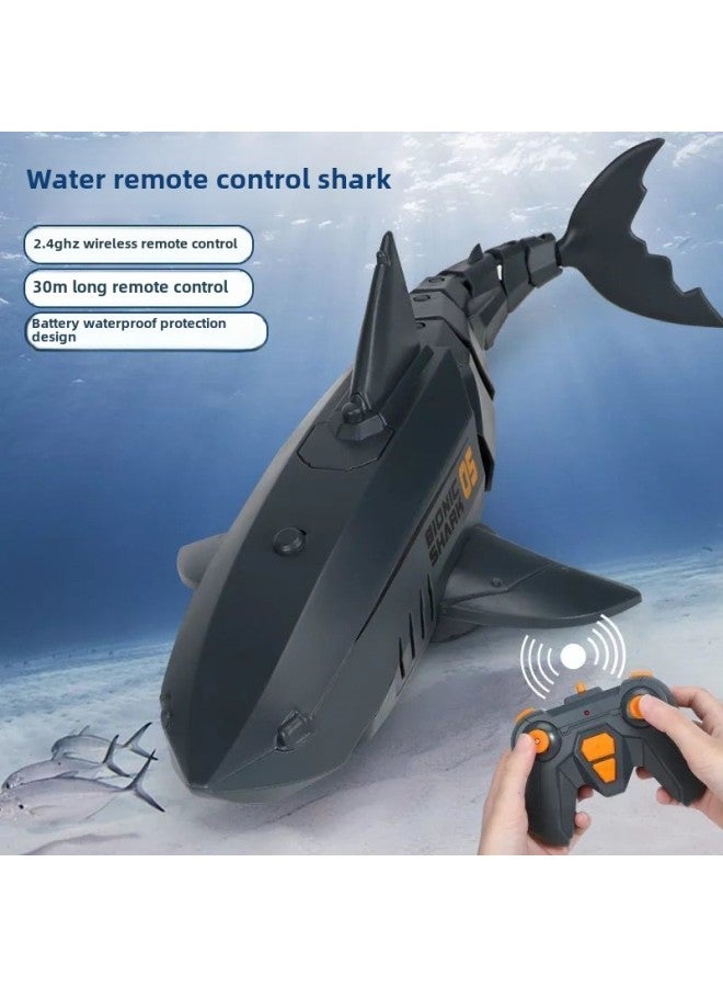 Children's Remote Control Shark Can Be Launched Toy Boat Simulation Diving Great White Shark Boy Electric Swing Fish Water Model-Color:Electric Remote Control Megalodon [black]-Specification:Standard Configuration [single Set Of Lithium Batteries] About 30 Minutes  - Image 3