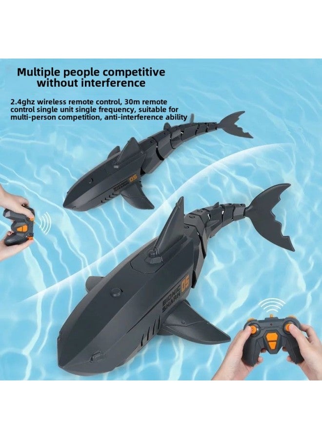 Children's Remote Control Shark Can Be Launched Toy Boat Simulation Diving Great White Shark Boy Electric Swing Fish Water Model-Color:Electric Remote Control Megalodon [black]-Specification:Standard Configuration [single Set Of Lithium Batteries] About 30 Minutes  - Image 4