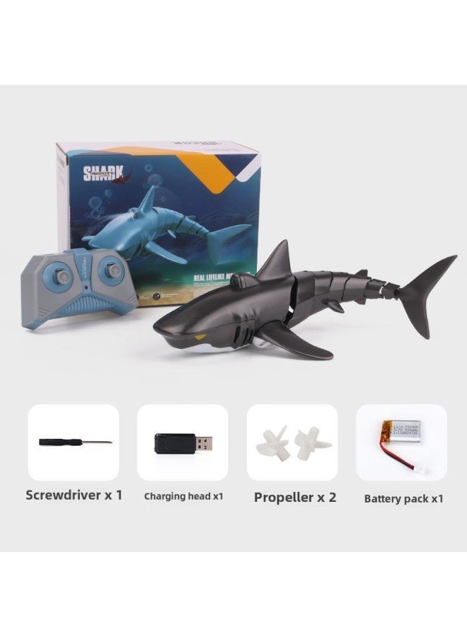 Children's Remote Control Shark Can Be Launched Toy Boat Simulation Diving Great White Shark Boy Electric Swing Fish Water Model-Color:Electric Remote Control Megalodon [black]-Specification:Standard Configuration [single Set Of Lithium Batteries] About 30 Minutes  - Image 1
