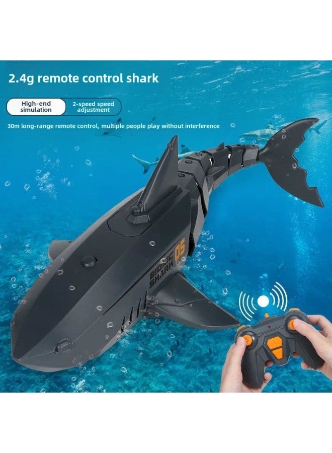 Children's Remote Control Shark Can Be Launched Toy Boat Simulation Diving Great White Shark Boy Electric Swing Fish Water Model-Color:Electric Remote Control Megalodon [black]-Specification:Standard Configuration [single Set Of Lithium Batteries] About 30 Minutes  - Image 2