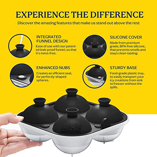 Samuelworld Large Silicone Premium Ice Trays, 2-Pack Combo, 2 Inches Big Ice Cube Tray & 2.5 Inches Large Ice Sphere - BPA Free, Craft Ice Maker for Gifting, Whiskey, Cocktails, Easy Release - Black - Image 4