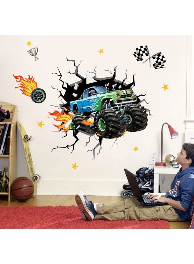decalmile 3D Racing Car Wall Stickers, Multi Color, Vinyl, Indoor, Waterproof, For Kids Room, Boys Bedroom, Living Room Decor - Image 2