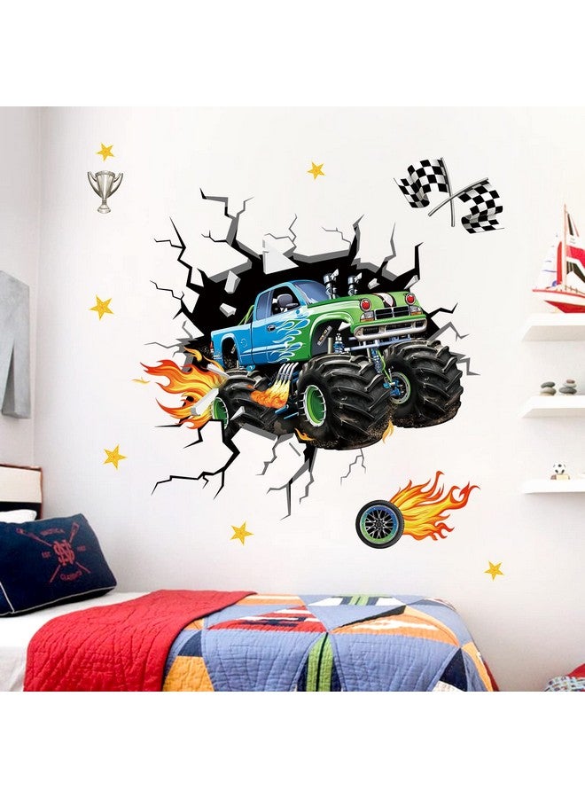decalmile 3D Racing Car Wall Stickers, Multi Color, Vinyl, Indoor, Waterproof, For Kids Room, Boys Bedroom, Living Room Decor - Image 3
