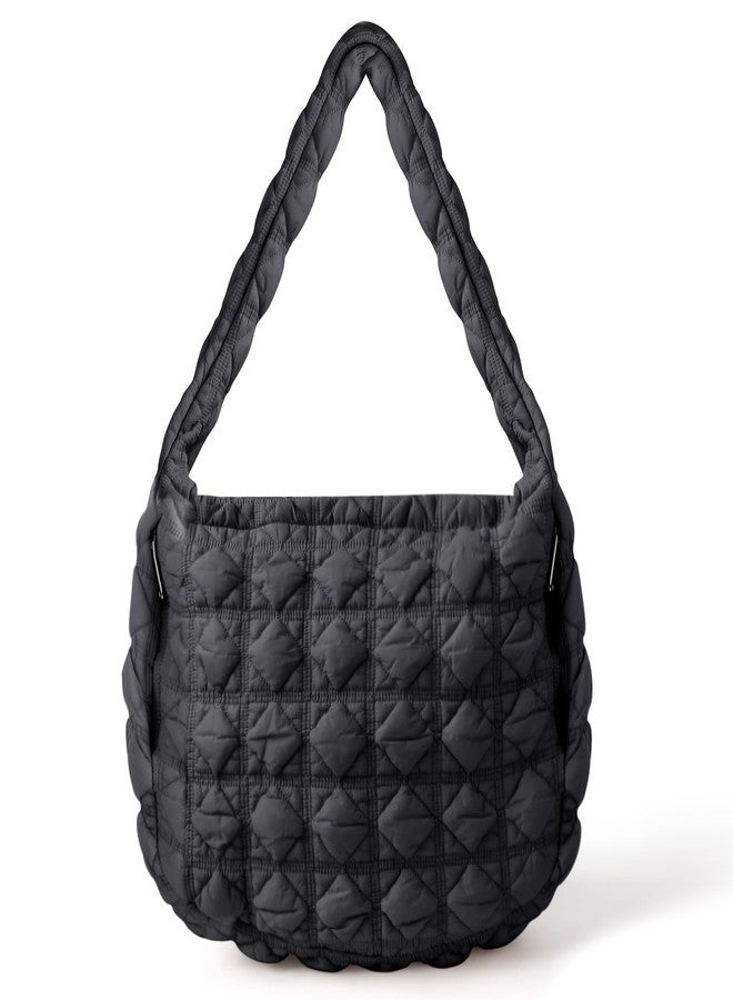 Aveniee Quilted Crossbody Bags for Women Puffer Tote Bag, Puffy Hobo Bag Carryall Bubble Handbags Large Purse-Black - Image 1