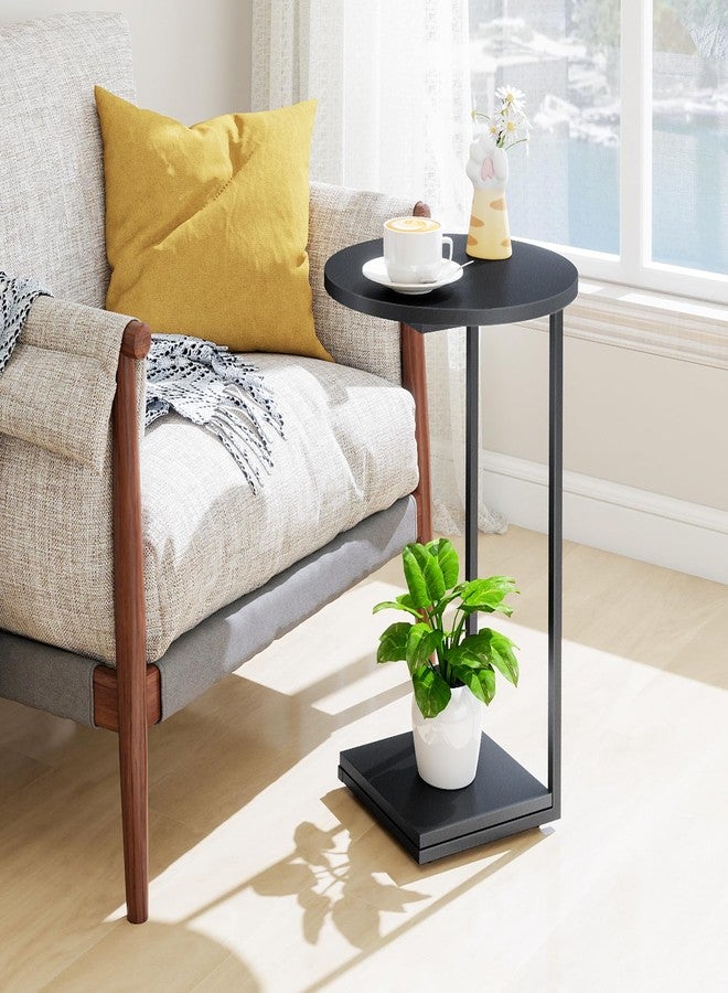 HDANI C End Table,Couch Table That Slide Under,Small Sofa Side Table in Living Room,Bedroom,Black - Image 5