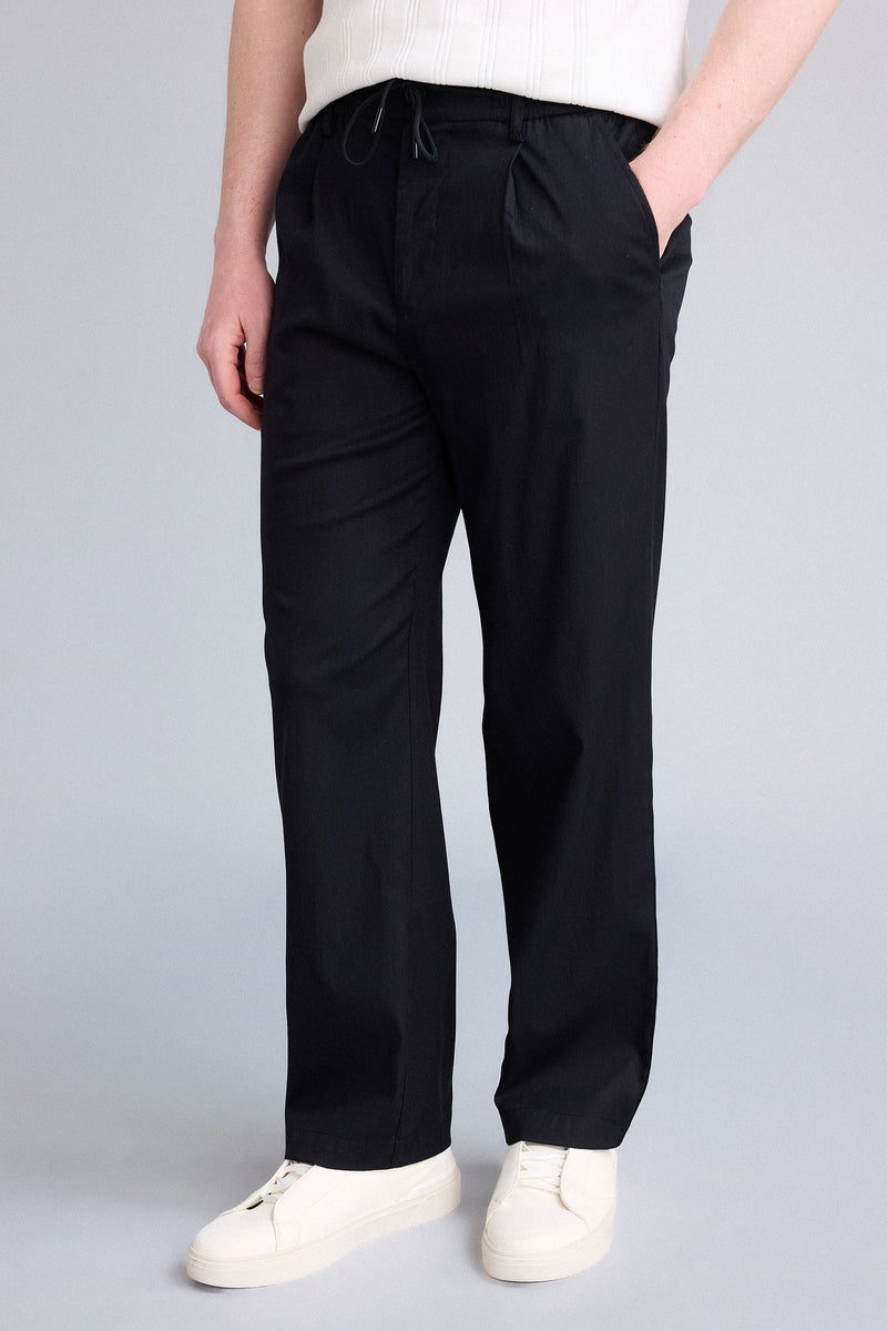 DeFacto Black Man Straight Fit Trousers Casual - Image 4