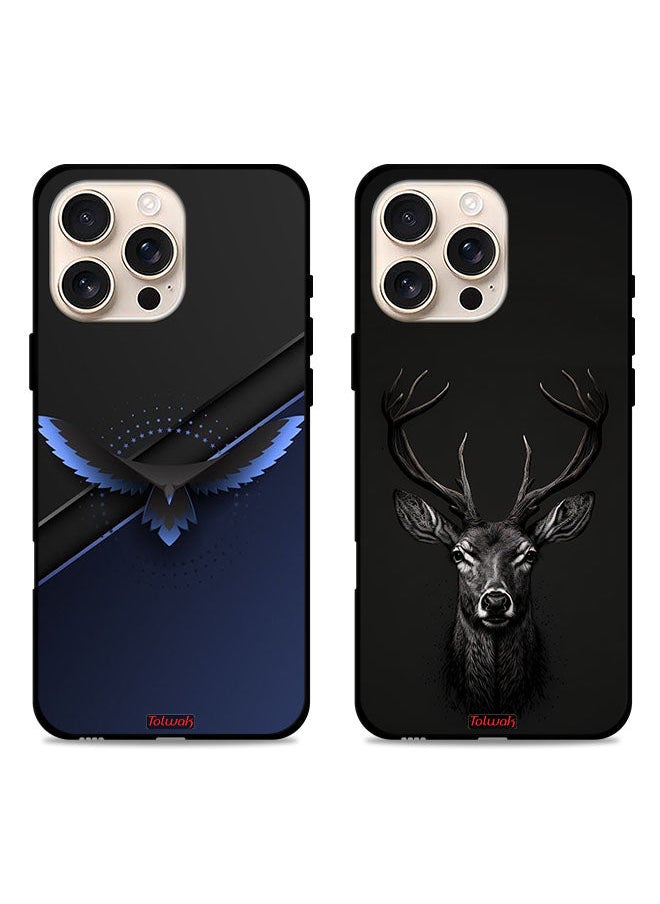 Tolwak - Two Cases For Apple iPhone 16 Pro Protective Covers Eagle Deer Digital Art - Image 1