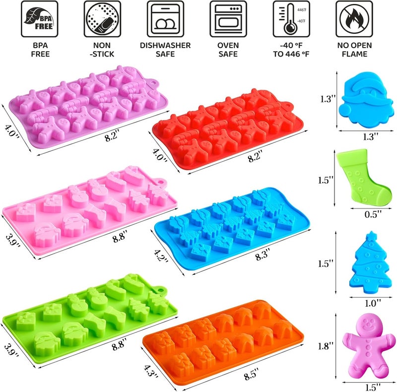 CLUEWR Christmas Silicone Candy Molds Set of 6 - Image 2