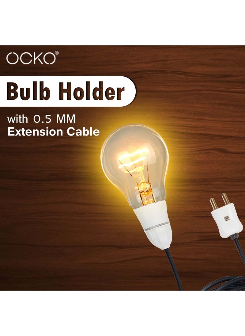 OCKO Ocko Bulb Holder with 05 MM Extension Cable with Flexible Wire 2Pin Plug for Multipurpose use 10 Meter  - Image 4
