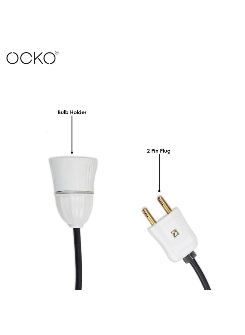 OCKO Ocko Bulb Holder with 05 MM Extension Cable with Flexible Wire 2Pin Plug for Multipurpose use 10 Meter  - Image 3