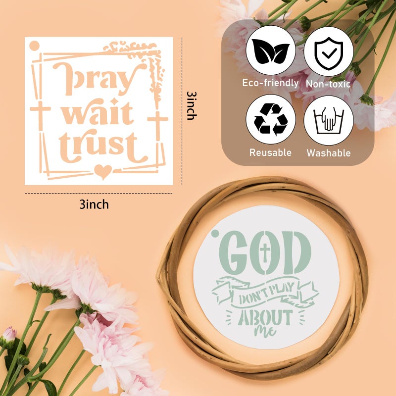 AFRITEE Bible Verse Stencils for Painting on Wood - 65 Pcs Small Christian Bible Reusable Stencils for Journaling Painting, Motivational Quotes Cross Stencils for Painting on Canvas Home Craft Decorations - Image 4