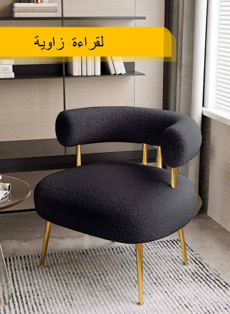 SEYNAR رسي SEYNAR Sherpa Boucle Accent من منتصف القرن، كرسي بذراعين دائري مبطن للمساحات الصغيرة، كرسي أريكة جانبي منفوش لغرفة المعيشة، غرفة النوم، طاولة الزينة، المكتب، ركن القراءة - Image 4