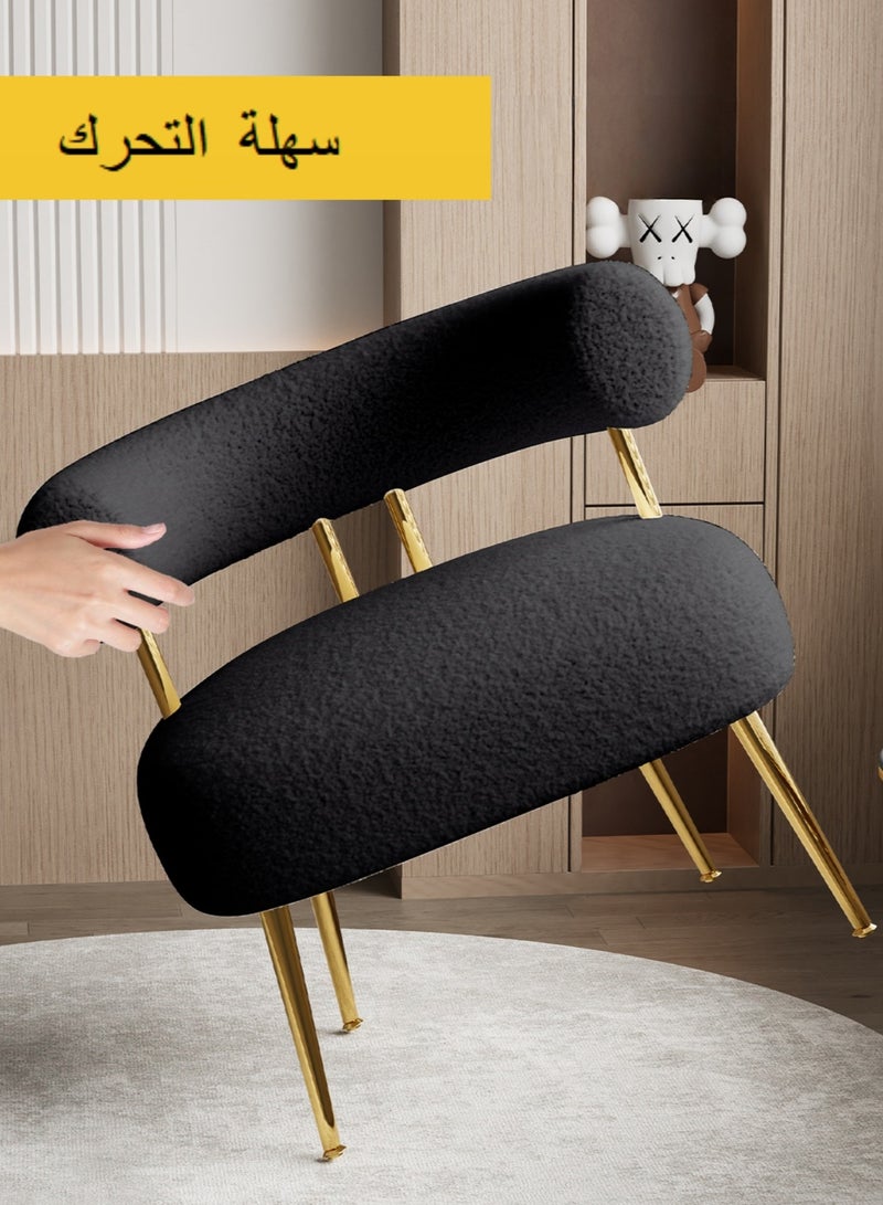 SEYNAR رسي SEYNAR Sherpa Boucle Accent من منتصف القرن، كرسي بذراعين دائري مبطن للمساحات الصغيرة، كرسي أريكة جانبي منفوش لغرفة المعيشة، غرفة النوم، طاولة الزينة، المكتب، ركن القراءة - Image 5