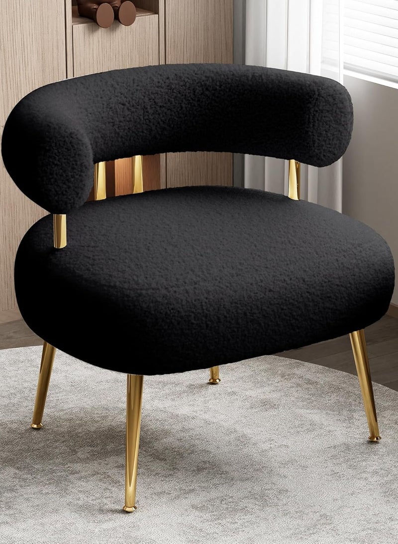 SEYNAR رسي SEYNAR Sherpa Boucle Accent من منتصف القرن، كرسي بذراعين دائري مبطن للمساحات الصغيرة، كرسي أريكة جانبي منفوش لغرفة المعيشة، غرفة النوم، طاولة الزينة، المكتب، ركن القراءة - Image 1