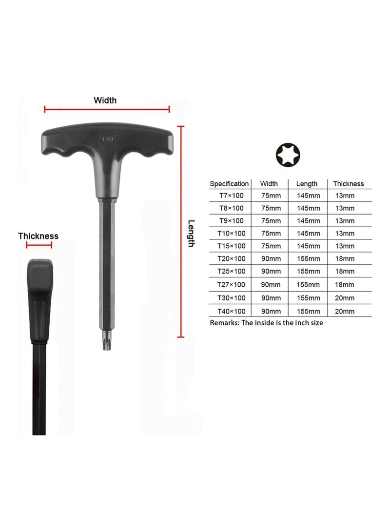 مجموعة مفاتيح توركس مترية طويلة، 10 قطع T7، T8، T9، T10، T15، T20، T25، T27، T30، T40 - Image 2