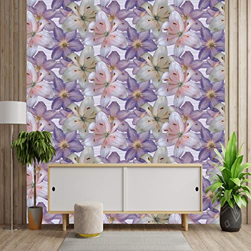 WallDaddy Wallpaper Self Adhesive Purple Flower Size (300x45) CM for Bedroom/Livingroom/Bathroom/Kitchen/Kidsroom/Office/Doors/Wall etc. - Image 3