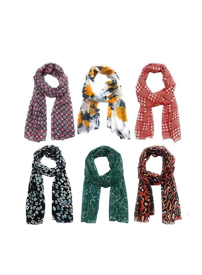 Magic Magic Girl's Stylish All over Print Georgette Tassel Scarfs Stole Dupatta (Multicolor,S06-(Pack of 6) - Image 1
