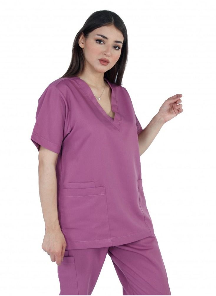 Kenzi Kenzi medical scrub set for unisex dark mauve 2  - Image 2