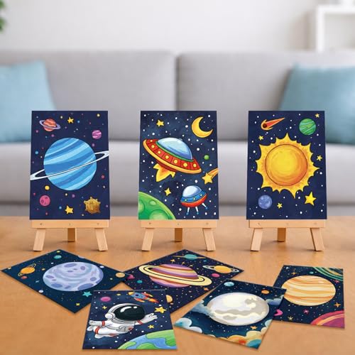 Anseal 12 Packs Planet Pre Drawn Canvas to Paint, Pre Printed Canvas for Adults, Space Planet Party Favors, Pre Stretched Canvas Outline Painting Boards for Beginners, Party Favor - Image 5
