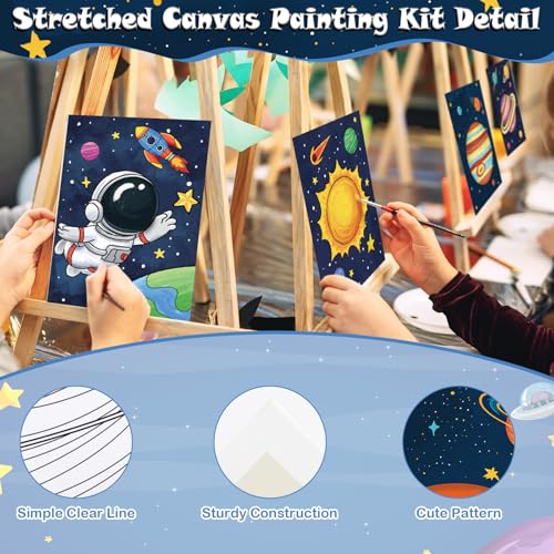 Anseal 12 Packs Planet Pre Drawn Canvas to Paint, Pre Printed Canvas for Adults, Space Planet Party Favors, Pre Stretched Canvas Outline Painting Boards for Beginners, Party Favor - Image 3