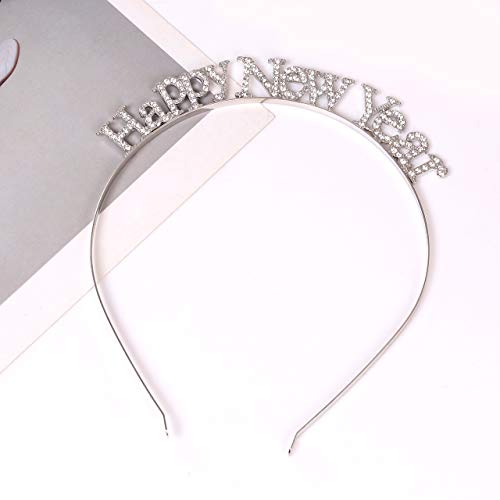 MOLOCH Christmas Headbands For Women Sparkly Crystal Happy New Year Party Headband Hair Accessories (E-silver) - Image 4