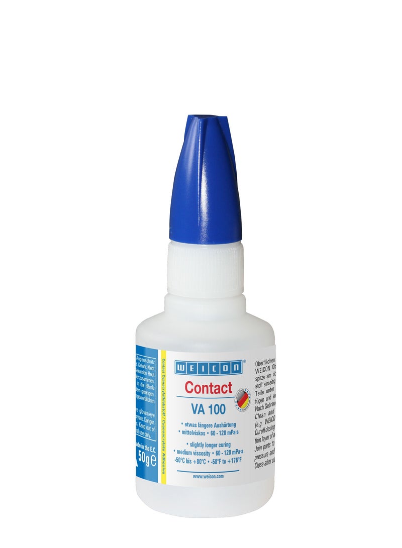 WEICON Contact VA 100, 50 g, Superglue, Transparent, Medium Viscosity, Universal cyanoacrylate, All Purpose Glue, Metal, Rubber, Plastic, Wood, Glass, DIY