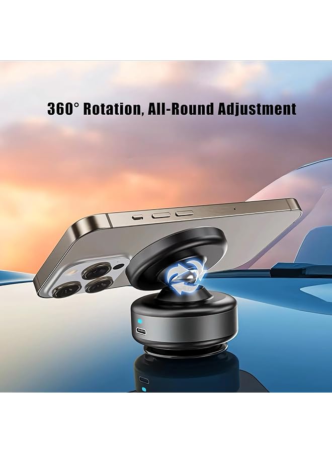 كاست ويف حامل هاتف مغناطيسي للسيارة، دوران 360 درجة وإزالة بنقرة واحدة، حامل هاتف مغناطيسي كهربائي مفرغ من الهواء (أسود-برو) - Image 2