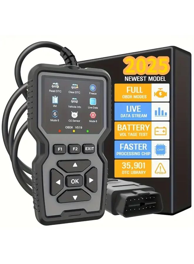 Orange Advanced Car OBD II Diagnostic Tool With Live Data Stream And Battery Voltage Test - Image 1