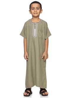 U.S. ELK Boys' Round Neck Short Sleeve Jalabiya | Comfortable and Stylish Kaftan-Inspired Thobe   - Mix Color 1  - Image 1