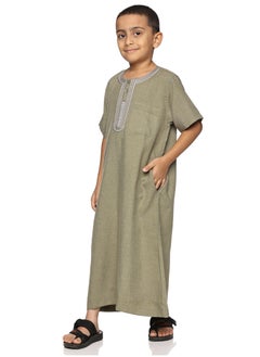 U.S. ELK Boys' Round Neck Short Sleeve Jalabiya | Comfortable and Stylish Kaftan-Inspired Thobe   - Mix Color 1  - Image 4
