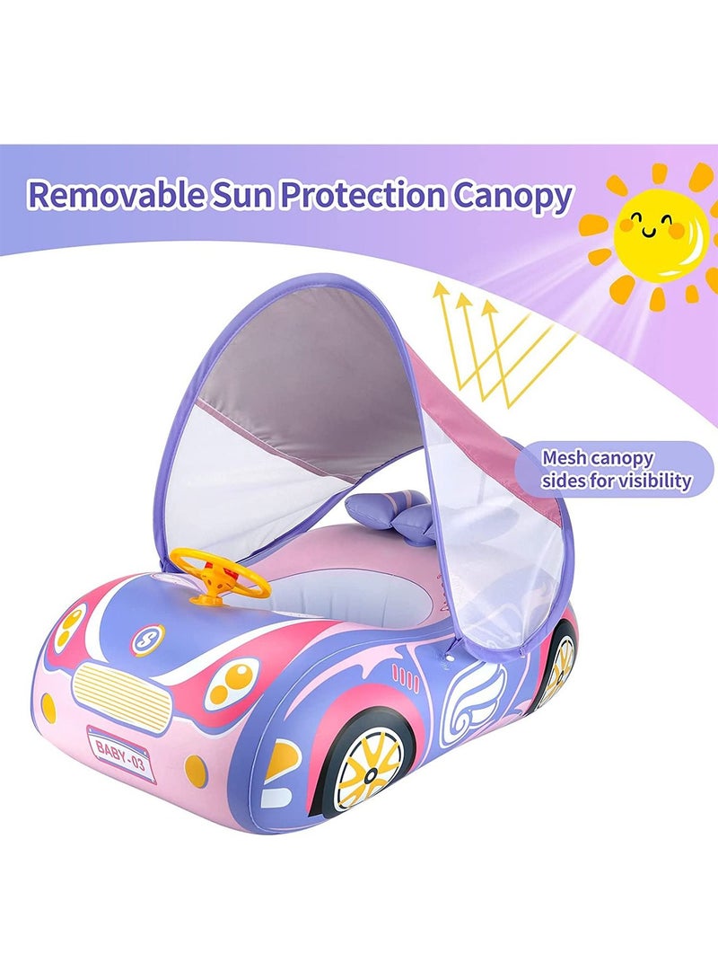 LIMOS Car Shaped Baby Inflatable Floater Swimming Boat with Canopy for Sunlight Protection - Image 5