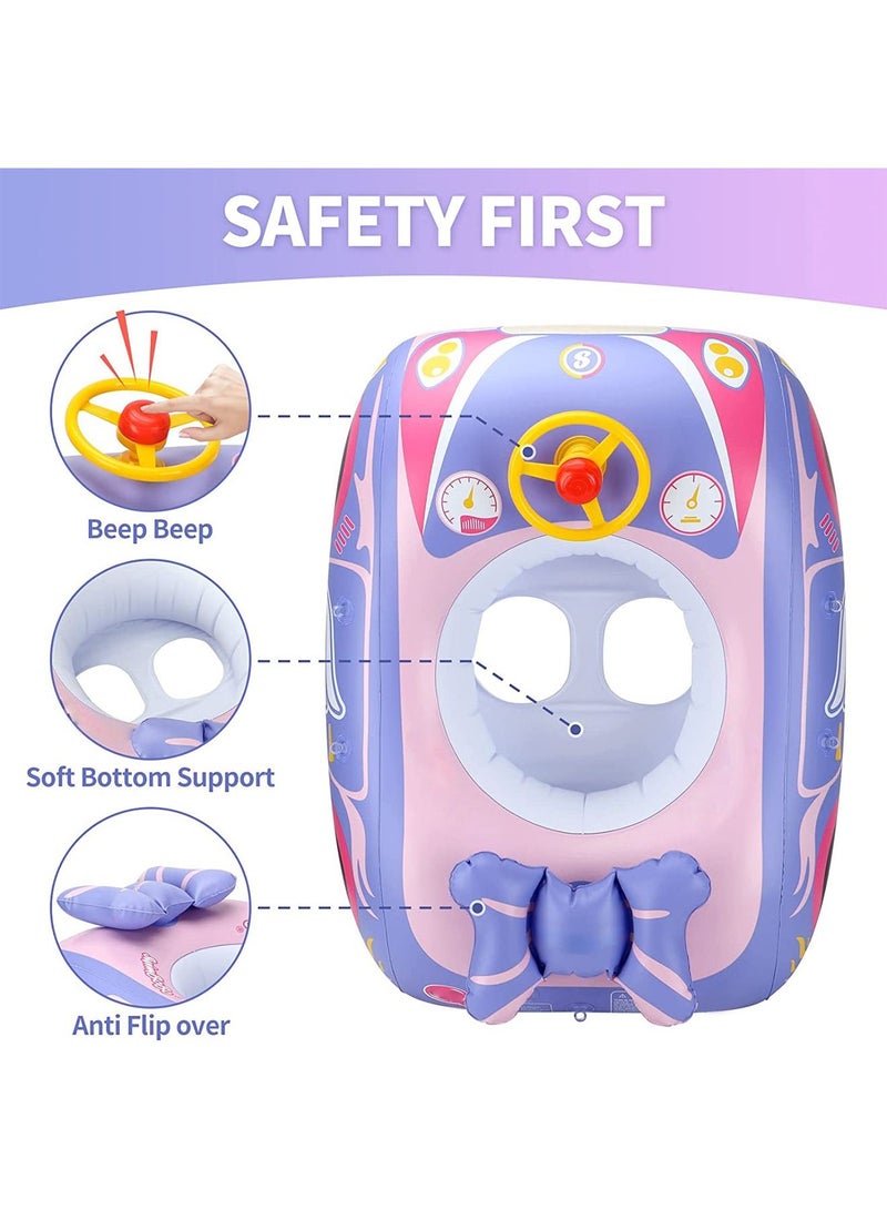 LIMOS Car Shaped Baby Inflatable Floater Swimming Boat with Canopy for Sunlight Protection - Image 4