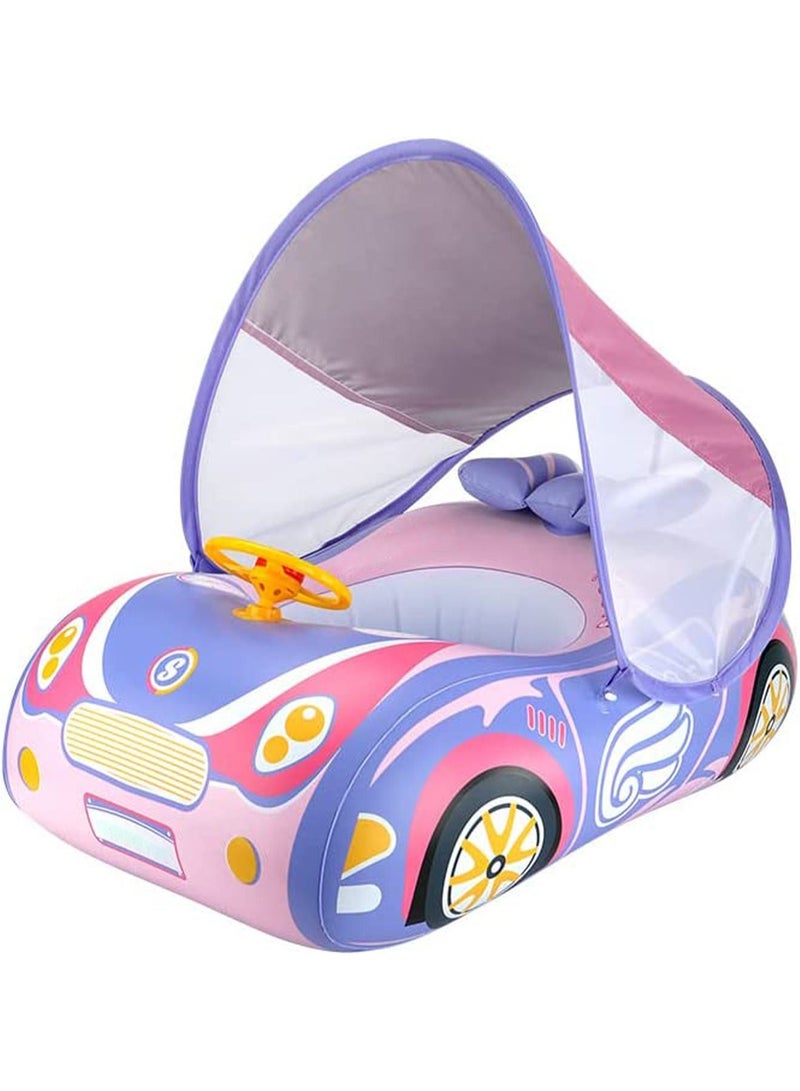 LIMOS Car Shaped Baby Inflatable Floater Swimming Boat with Canopy for Sunlight Protection - Image 2