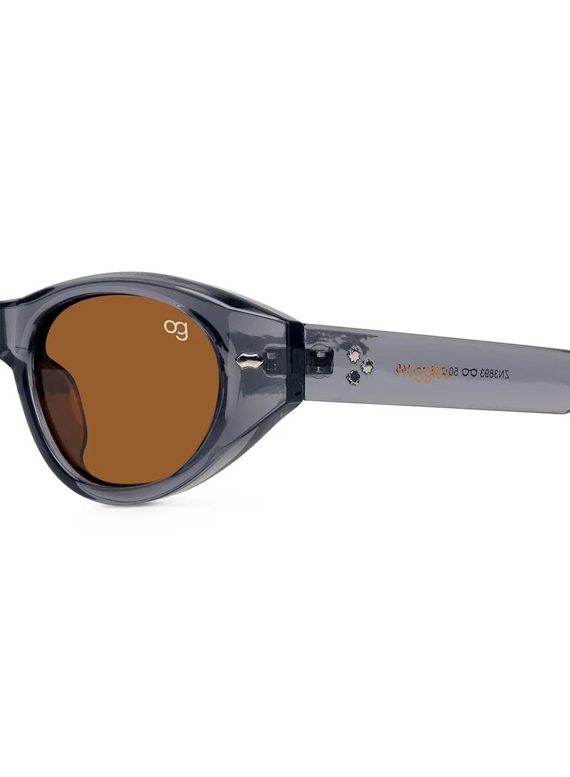 Woggles Designer Brown Oval Sunglasses| Men & Women| 100% Uv Protection