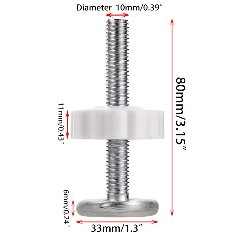 OwnMy M10 (10mm/0.39") Gate Adapters 4PCS Gate Threaded Spindle Rod Accessory Pressure Gate Replacement Parts Screw Mounted Bolts Kit for Stair Railing/Pets Doors, White - Image 2