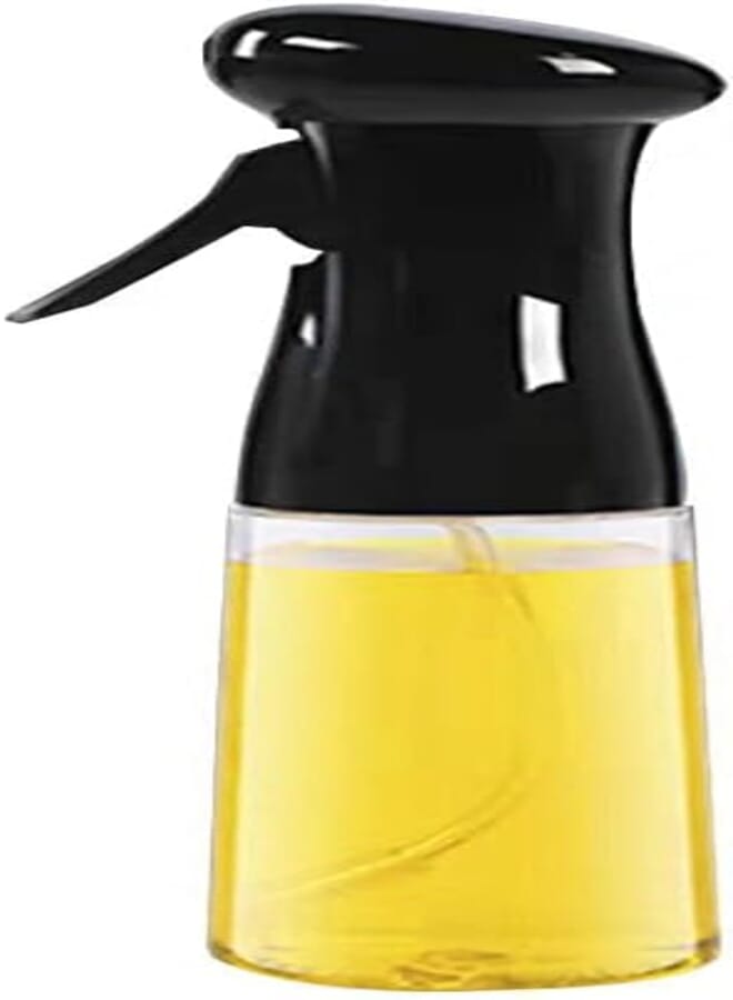 Bigwe Olive Oil Sprayer for Cooking, Glass Oiler Sprayer Portable Refillable Food-grade Kitchen Cooking Oil Bottle for Kitchen, Air Fryers, Salads, Baking, Grilling, Frying, 7oz (210ml) (Black)