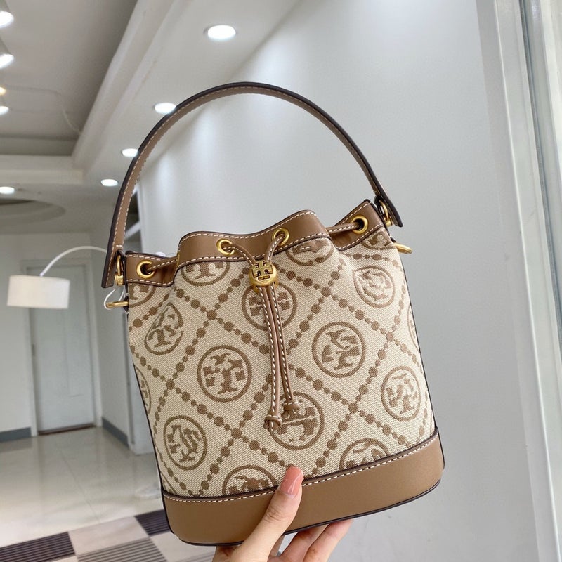 26Tb Women'S Bag Leather Canvas Single Shoulder Crossbody Drawstring Lock Buckle Vintage Bucket Bag Versatile Crossbody - Image 5