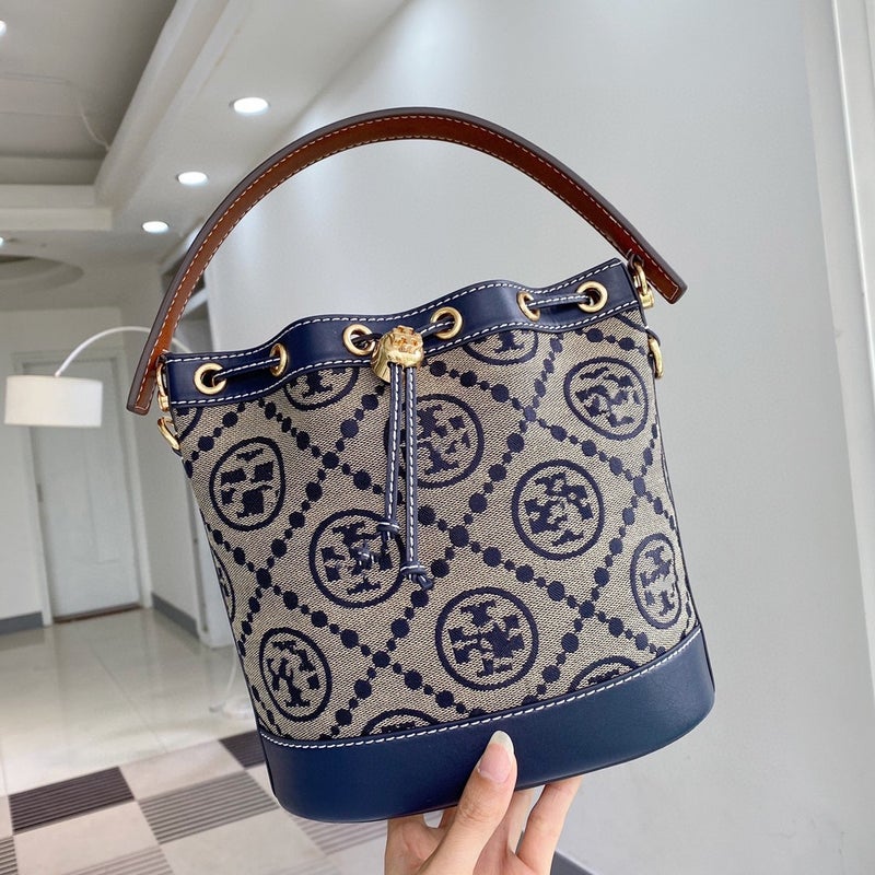26Tb Women'S Bag Leather Canvas Single Shoulder Crossbody Drawstring Lock Buckle Vintage Bucket Bag Versatile Crossbody - Image 2
