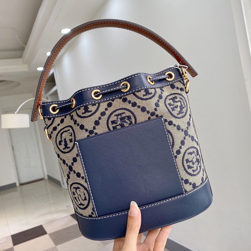 26Tb Women'S Bag Leather Canvas Single Shoulder Crossbody Drawstring Lock Buckle Vintage Bucket Bag Versatile Crossbody - Image 4