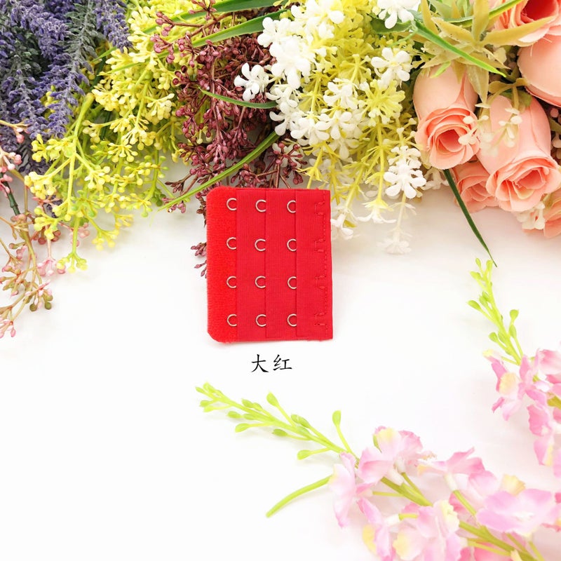 Generic [Stainless steel] small four-row buckle 6.3cm wide bra extension buckle underwear extension buckle small 3-row 4 buckle no packaging Red
