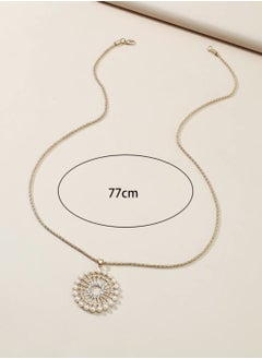YUCCA Necklace with Round Elements of Faux Pearl and Rhinestone Combination  - Image 3