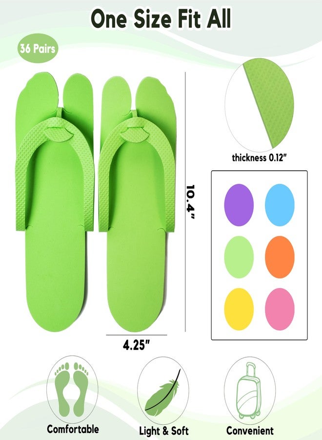 ZMOI Disposable Pedicure Slippers - 36 Pairs Anti-Slip - EVA Foam One Size Fits All Flip Flops for Pedicure - Comfortable and Safe - 6 Fun Colors - Ideal for Spa, Nail Salon - Image 3