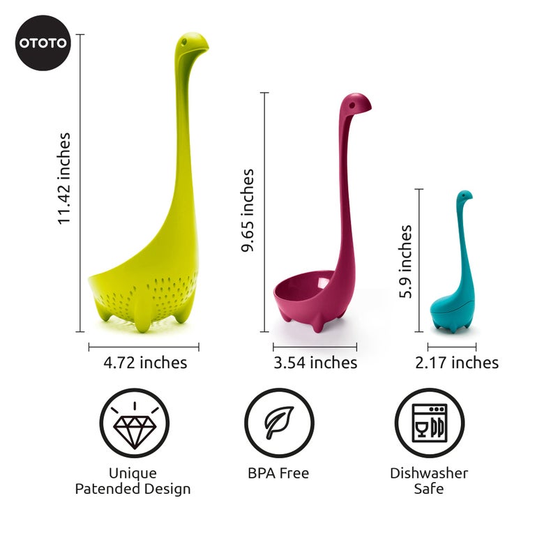 OTOTO The Nessie Family by OTOTO - Pack of 3 Tea Infuser, Soup Ladle, and Colander - Cute Kitchen Accessories, Cooking Gifts, Funny Kitchen Gadgets, Kitchen Gifts - Image 2