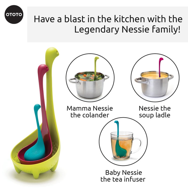 OTOTO The Nessie Family by OTOTO - Pack of 3 Tea Infuser, Soup Ladle, and Colander - Cute Kitchen Accessories, Cooking Gifts, Funny Kitchen Gadgets, Kitchen Gifts - Image 3